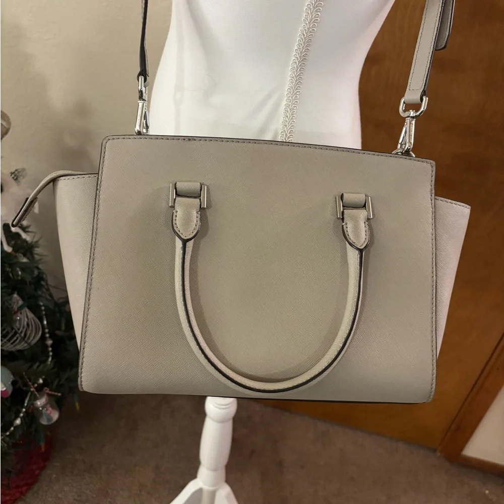 Michael Kors Gray/Very light Pink Studded Satchel